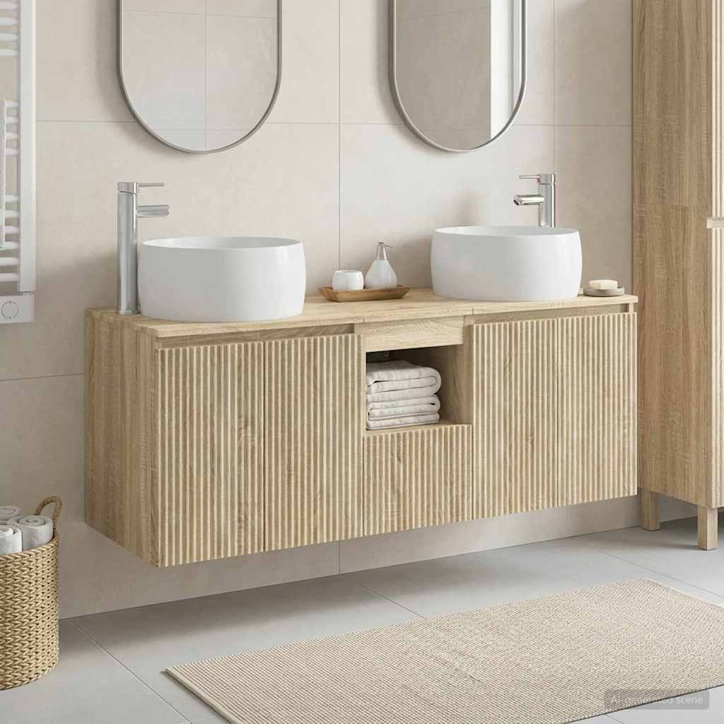 Badkamerkastenset 3 st Sonoma Eiken 49,5 x 44,5 x 66 cm is nu te koop bij PeponiXL, paradijselijk wonen!