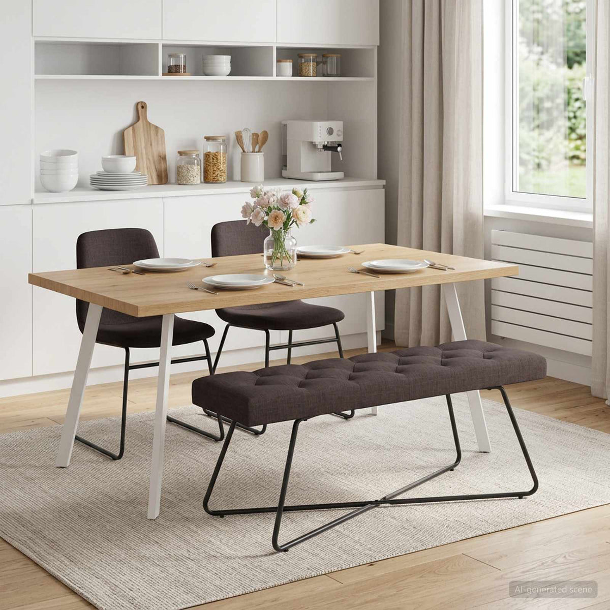 Bank met knoopverstelling Donkerbruin 110 x 40 x 46 cm Stof is nu te koop bij PeponiXL, paradijselijk wonen!