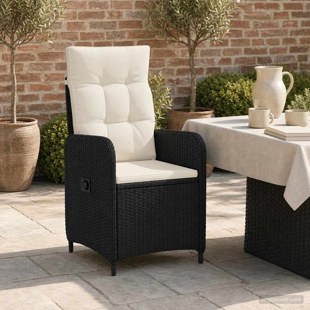 Verstelbare tuinstoel Zwart en Cream Wit 57 x 63 x 94 cm is nu te koop bij PeponiXL, paradijselijk wonen!