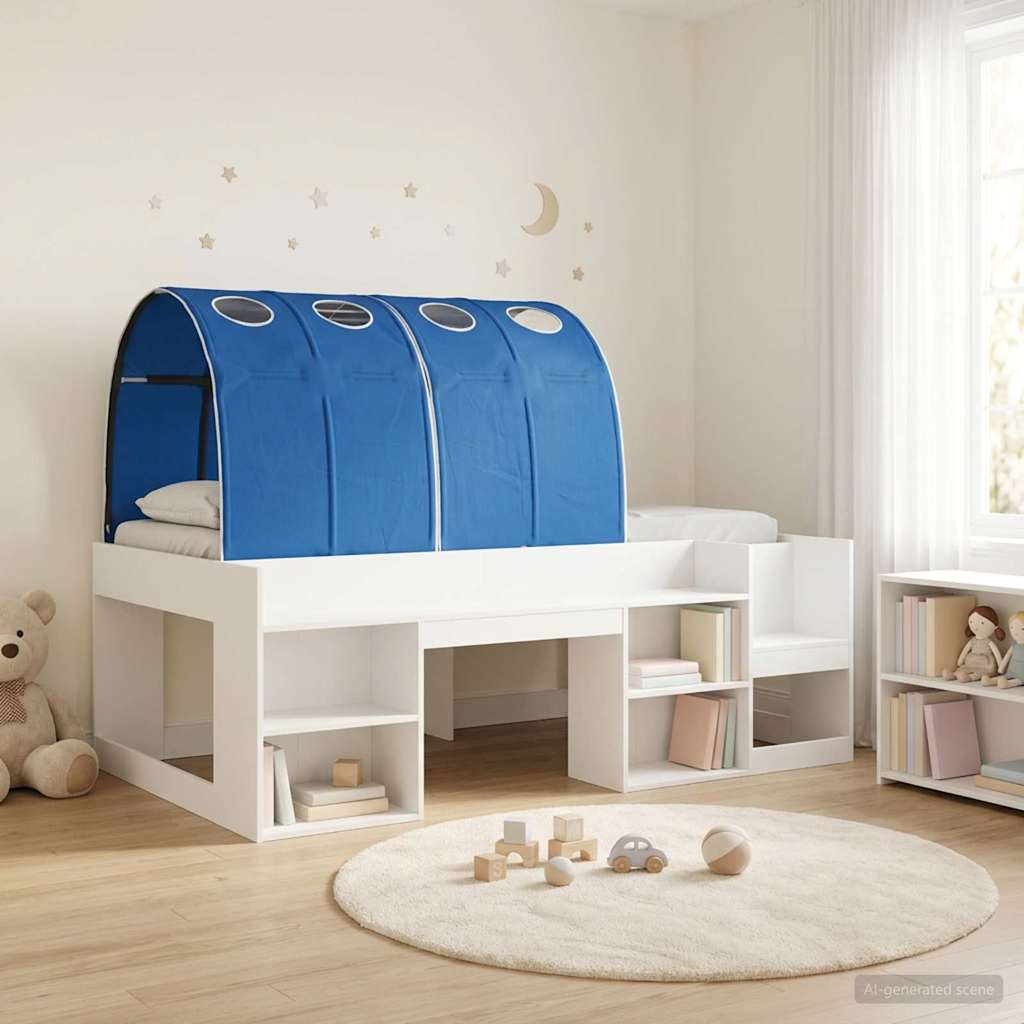 Bedframe met tunnel met plank 3 st Wit en Blauw Bewerkt hout is nu te koop bij PeponiXL, paradijselijk wonen!