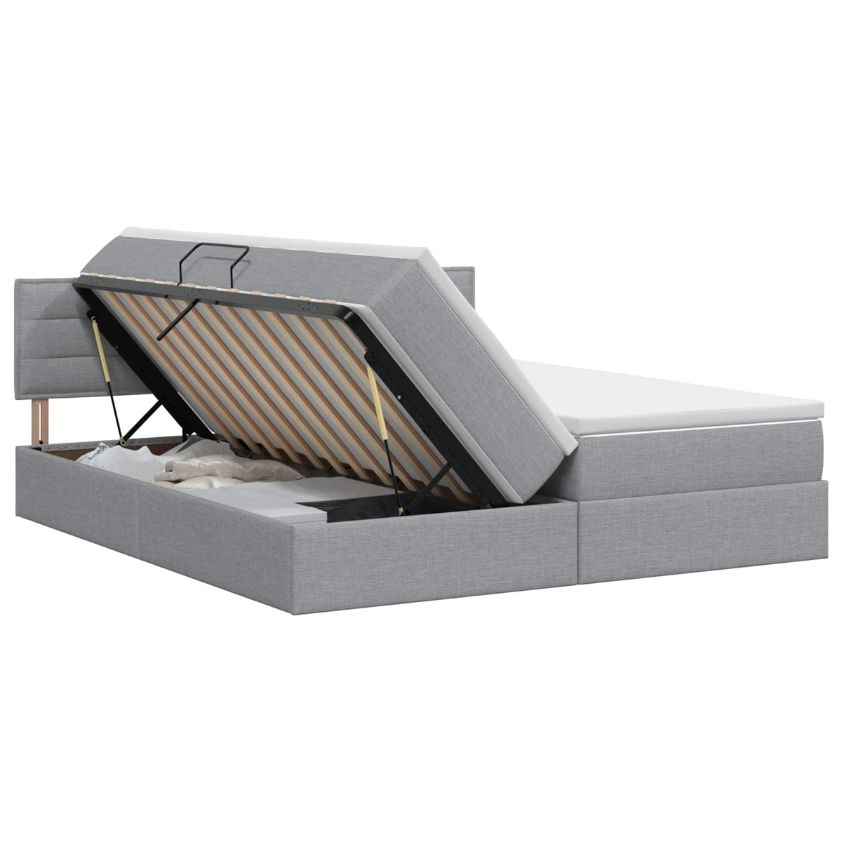 Opbergbed met matras Lichtgrijs 160 x 200 cm fluweel is nu te koop bij PeponiXL, paradijselijk wonen!