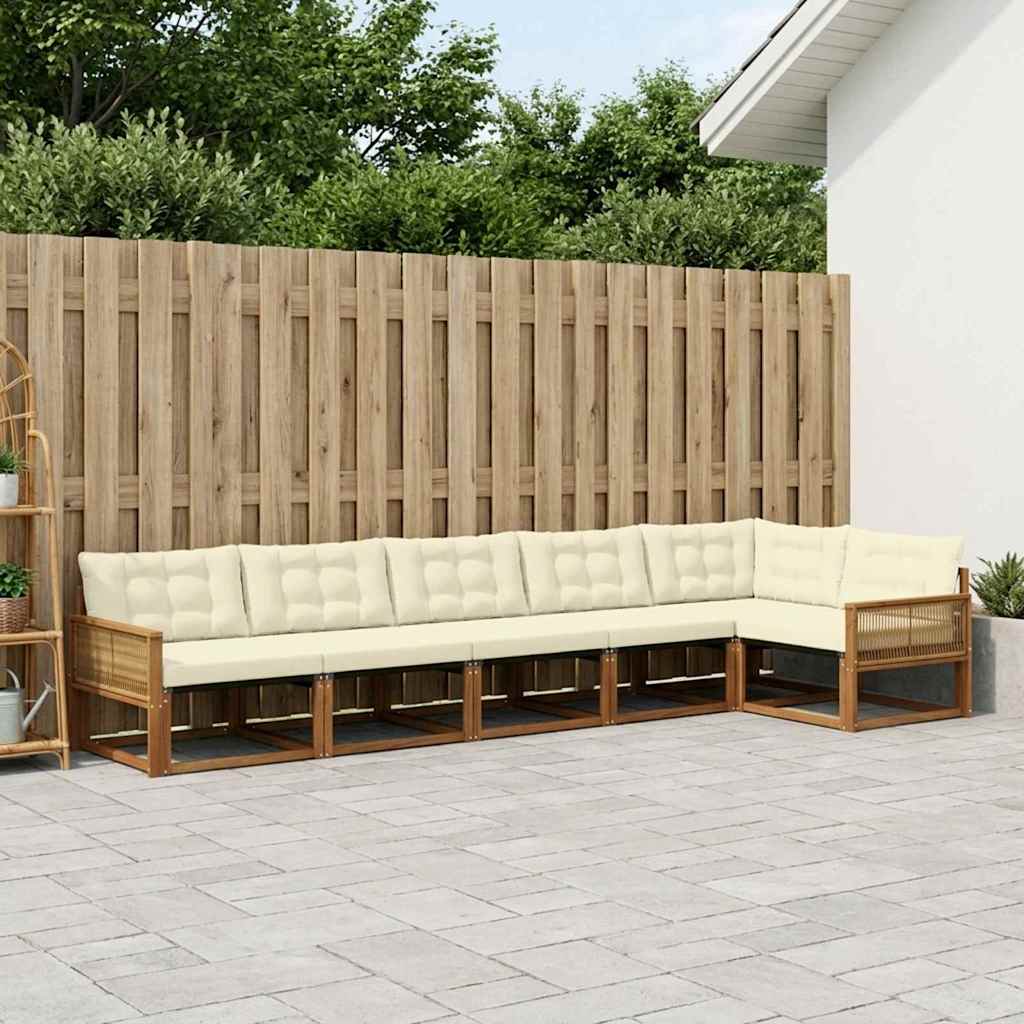 Buiten bankenset met kussen 6 pcs Natuurlijk en Crème is nu te koop bij PeponiXL, paradijselijk wonen!