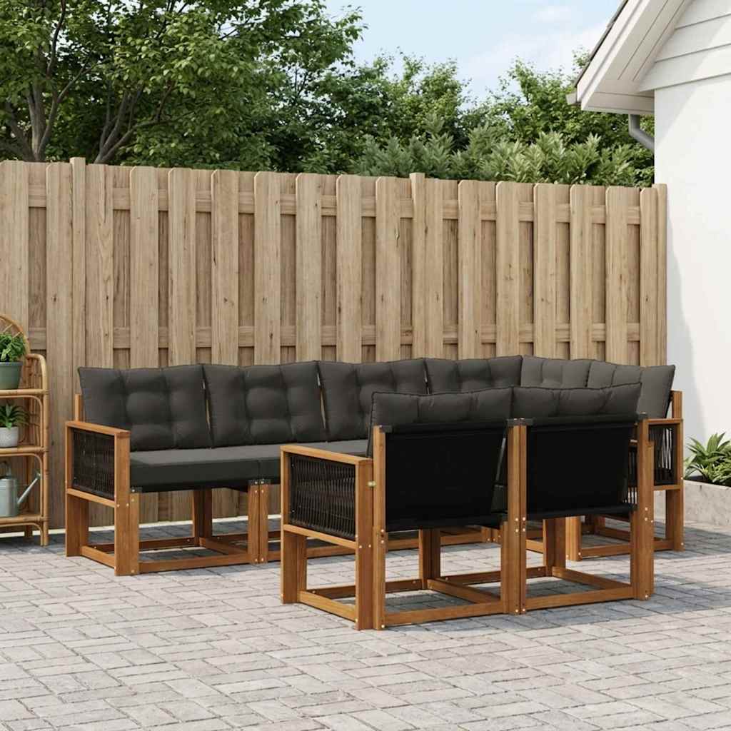 Buiten bankenset met kussen 7 pcs Naturel en Zwart is nu te koop bij PeponiXL, paradijselijk wonen!