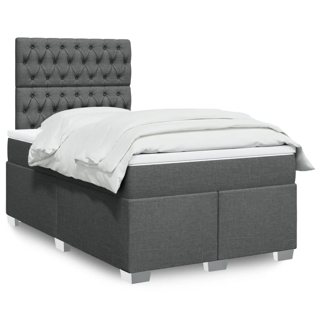 Boxspring met matras stof donkergrijs 120x200 cm is nu te koop bij PeponiXL, paradijselijk wonen!