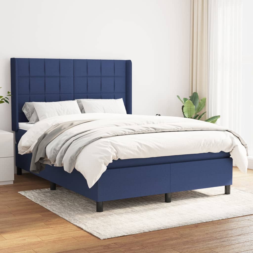 Boxspring met matras stof blauw 140x200 cm is nu te koop bij PeponiXL, paradijselijk wonen!