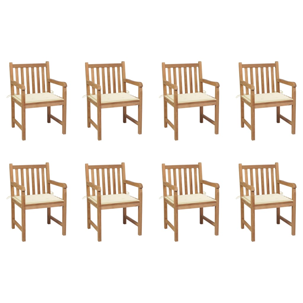 Tuinstoelen 8 st met crèmekleurige kussens massief teakhout is nu te koop bij PeponiXL, paradijselijk wonen!