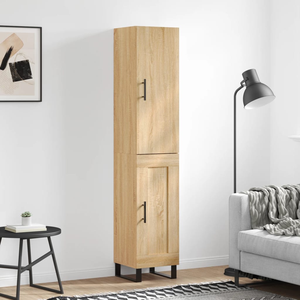 Hoge kast 34,5x34x180 cm bewerkt hout sonoma eikenkleurig is nu te koop bij PeponiXL, paradijselijk wonen!