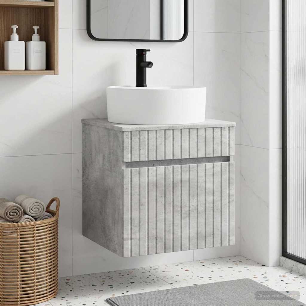 Wandgemonteerde wastafelmeubel Betongrijs 49 x 44,5 x 65 cm is nu te koop bij PeponiXL, paradijselijk wonen!