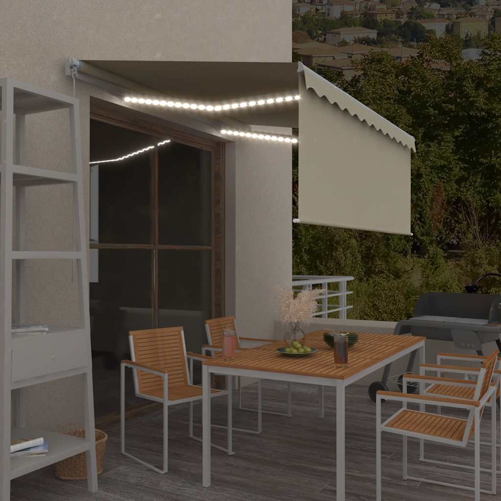 Luifel handmatig uittrekbaar met rolgordijn LED 3x2,5 m crème is nu te koop bij PeponiXL, paradijselijk wonen!