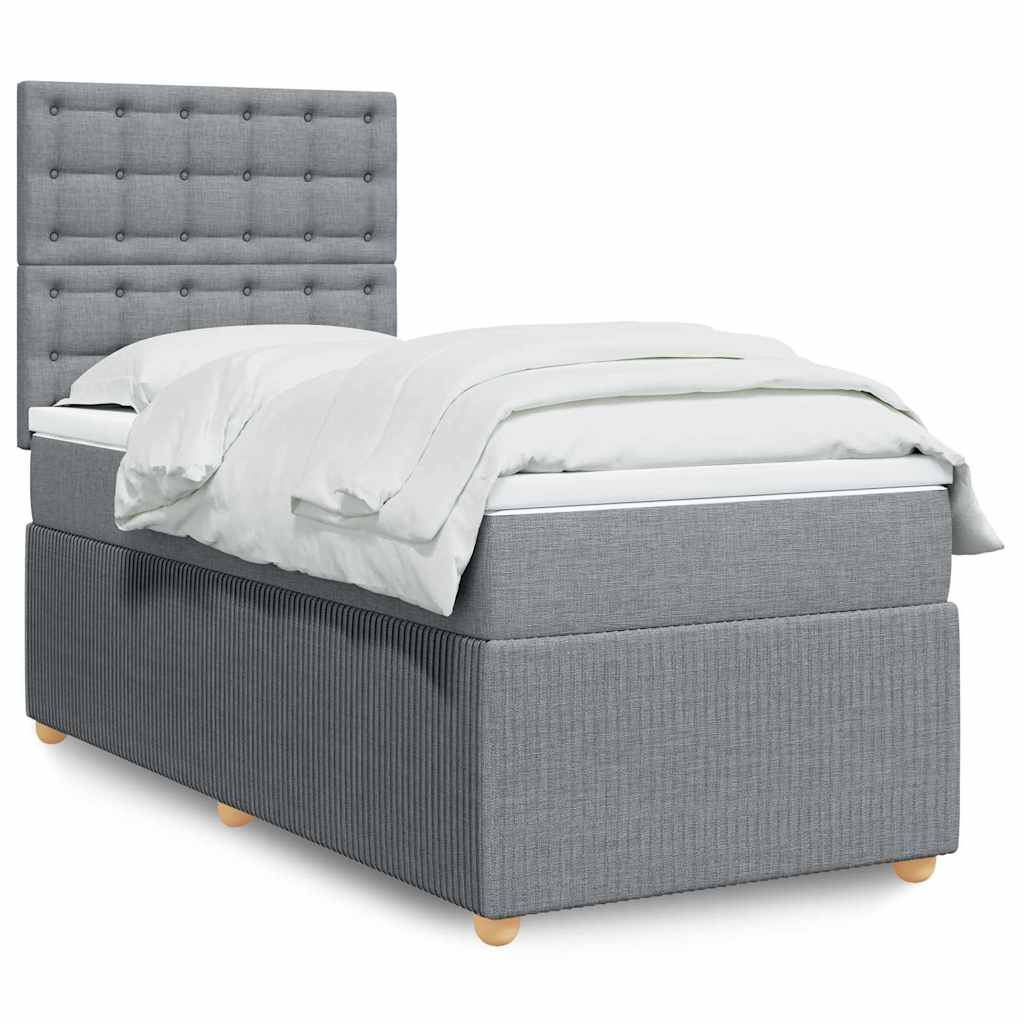 Boxspring met matras stof lichtgrijs 100x200 cm is nu te koop bij PeponiXL, paradijselijk wonen!