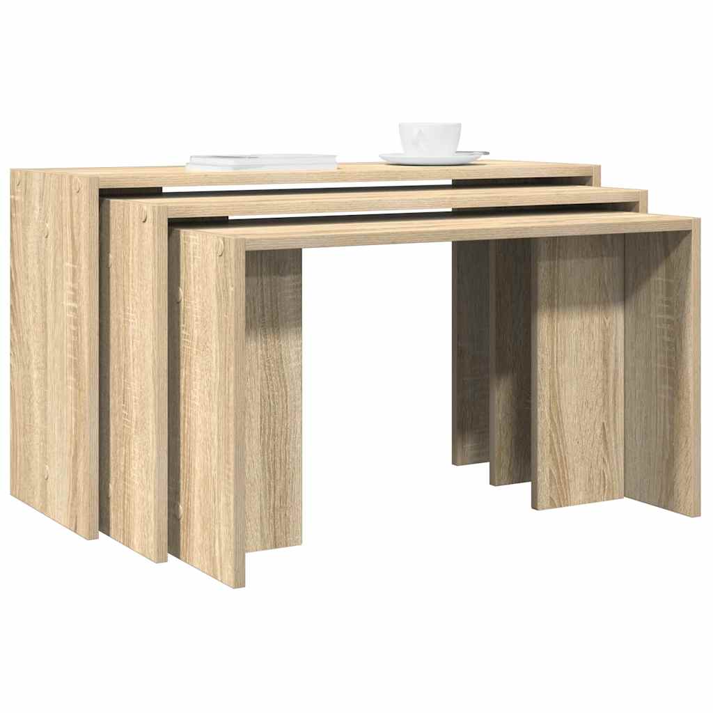 3-delige Tafeltjesset bewerkt hout sonoma eikenkleurig is nu te koop bij PeponiXL, paradijselijk wonen!