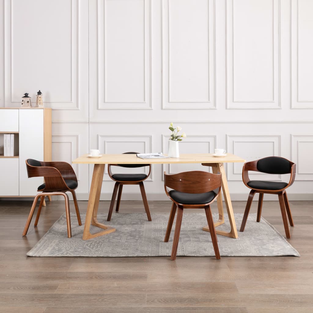 Eetkamerstoelen 4 st gebogen hout en kunstleer is nu te koop bij PeponiXL, paradijselijk wonen!