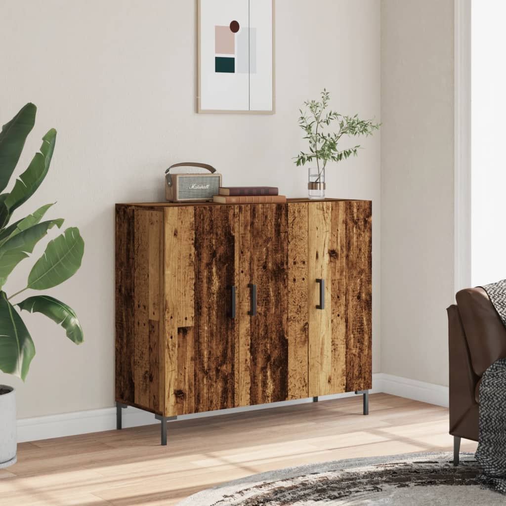 Dressoir 90x34x80 cm bewerkt hout oud houtkleurig is nu te koop bij PeponiXL, paradijselijk wonen!