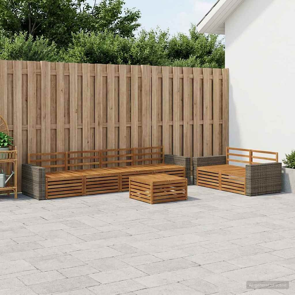 Buiten bankenset 7 pcs Naturel Massief Acaciahout is nu te koop bij PeponiXL, paradijselijk wonen!