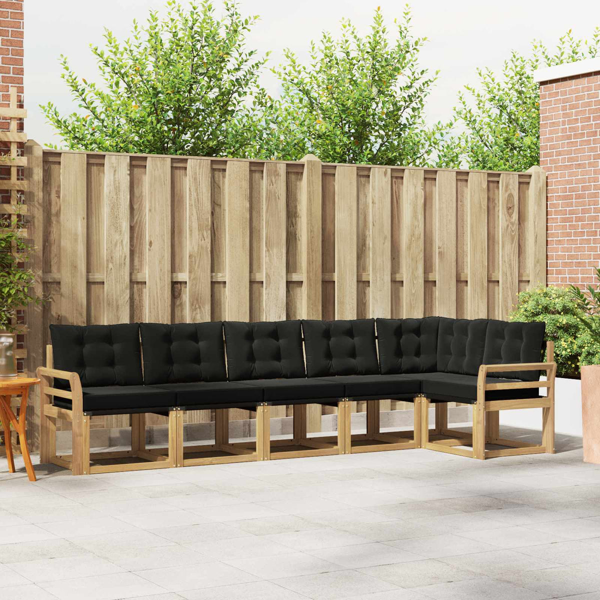 Buiten bankenset met kussen 6 pcs Wit en zwart is nu te koop bij PeponiXL, paradijselijk wonen!