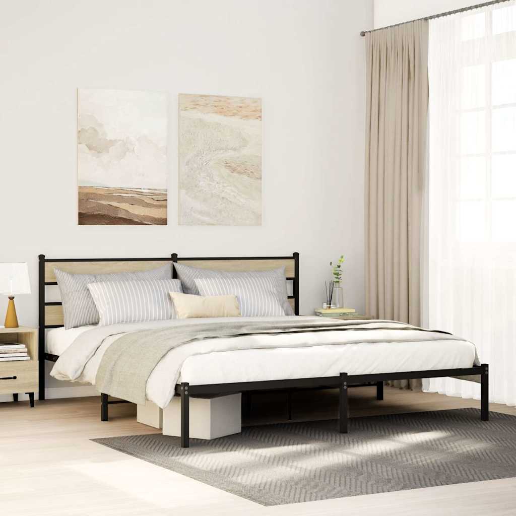 Bedframe zonder matras metaal sonoma eikenkleurig 183x213 cm is nu te koop bij PeponiXL, paradijselijk wonen!