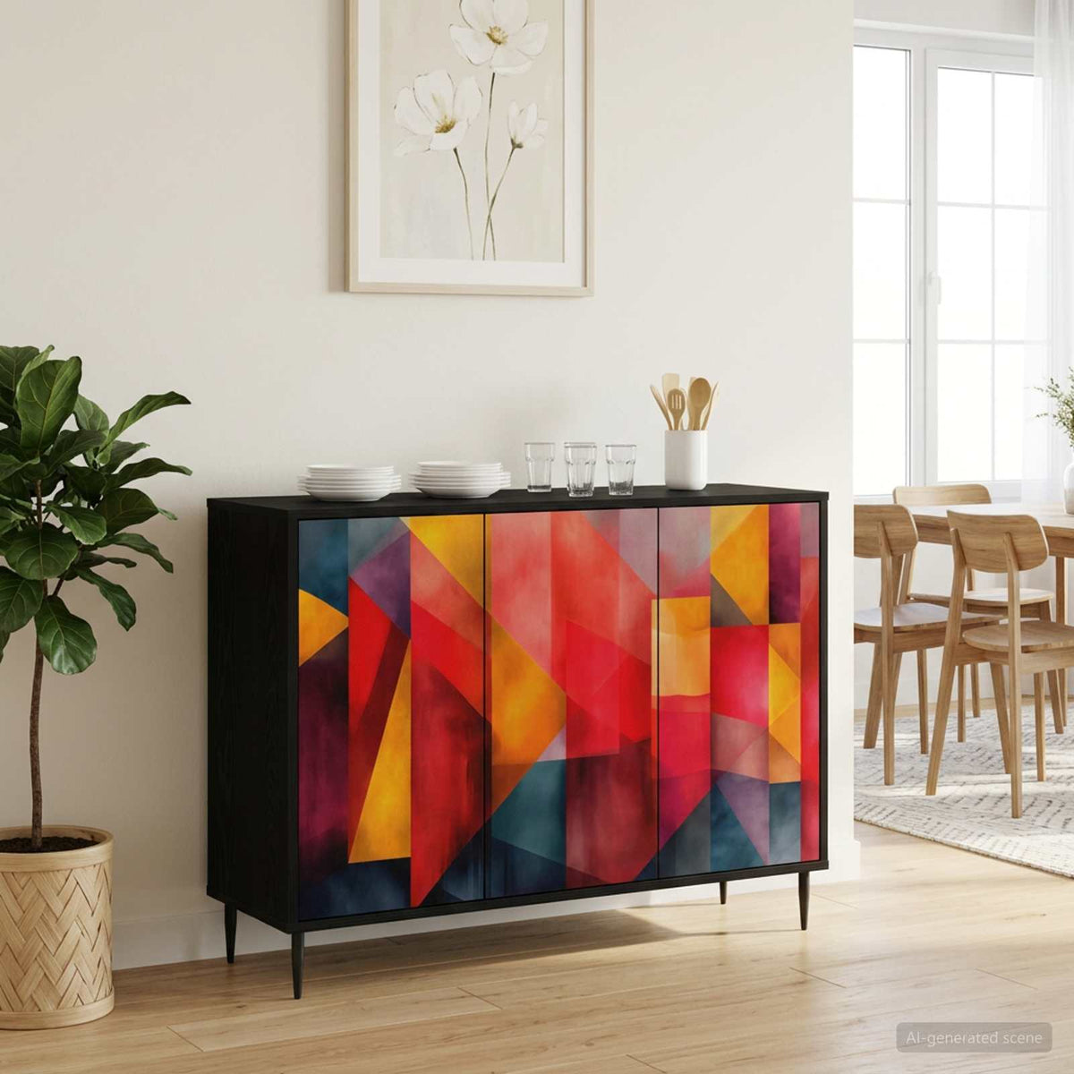 Dressoir HEESCH Zwart eiken 102 x 33 x 76 cm Bewerkt hout is nu te koop bij PeponiXL, paradijselijk wonen!