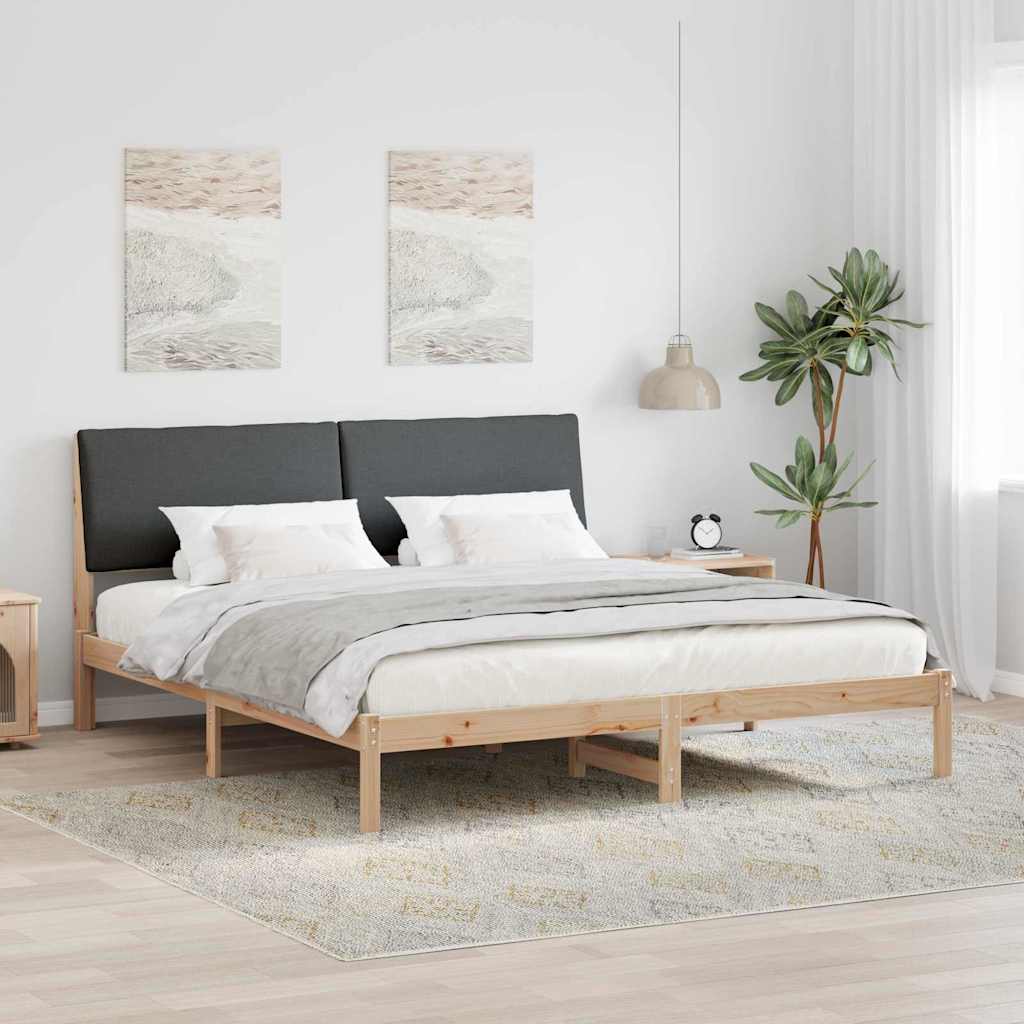 Bedframe Bruin en donkergrijs 200 x 200 cm Massief grenenhout is nu te koop bij PeponiXL, paradijselijk wonen!