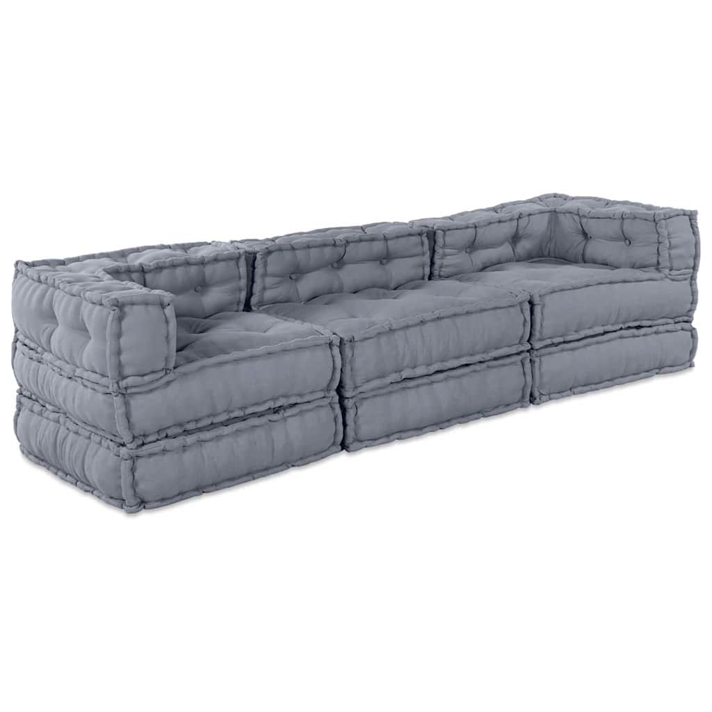 Modulair Sofabet 3 pcs Grijs Stof is nu te koop bij PeponiXL, paradijselijk wonen!