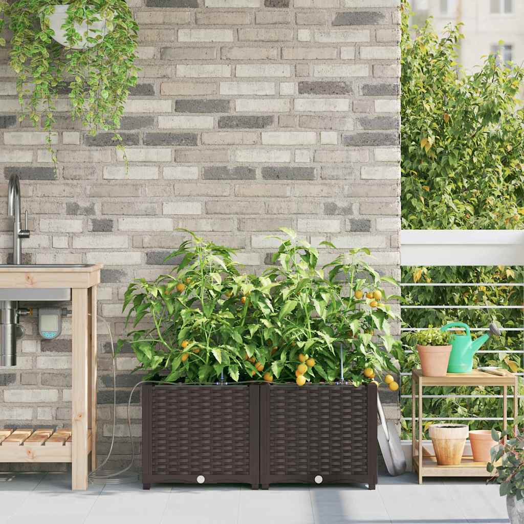 Tuin Bloempot 2 pcs Bruin Kunststof is nu te koop bij PeponiXL, paradijselijk wonen!