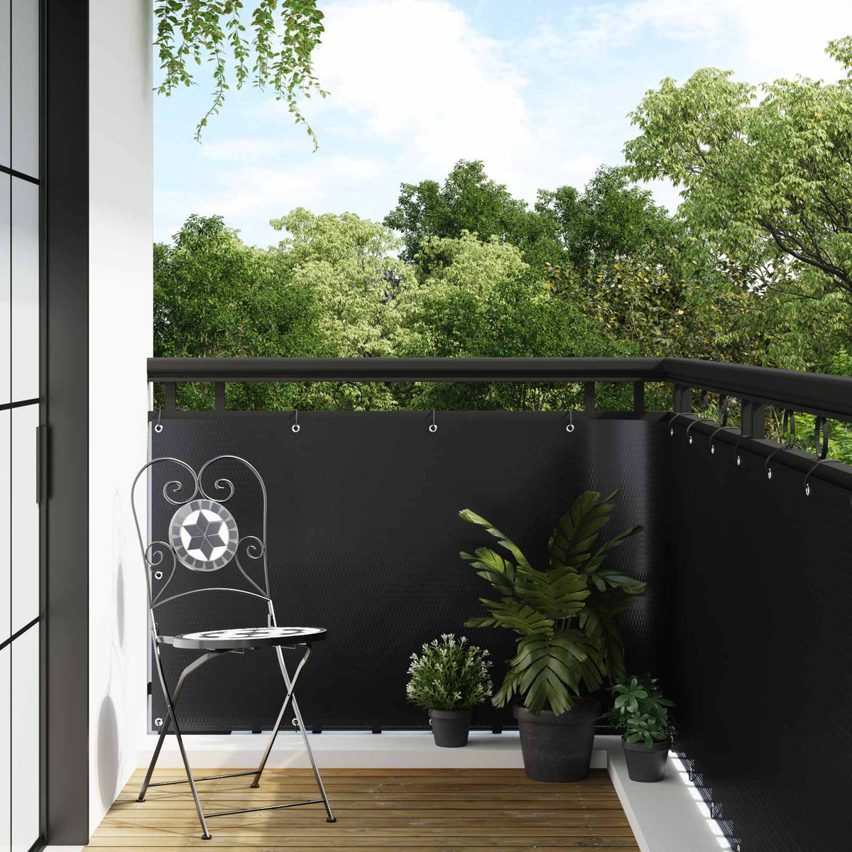 Balkon Scherm met Oogjes Zwart is nu te koop bij PeponiXL, paradijselijk wonen!