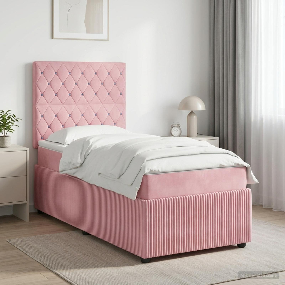 Boxspringbed met matras met hoofdeinde Roze 90 x 200 cm Fluweel is nu te koop bij PeponiXL, paradijselijk wonen!