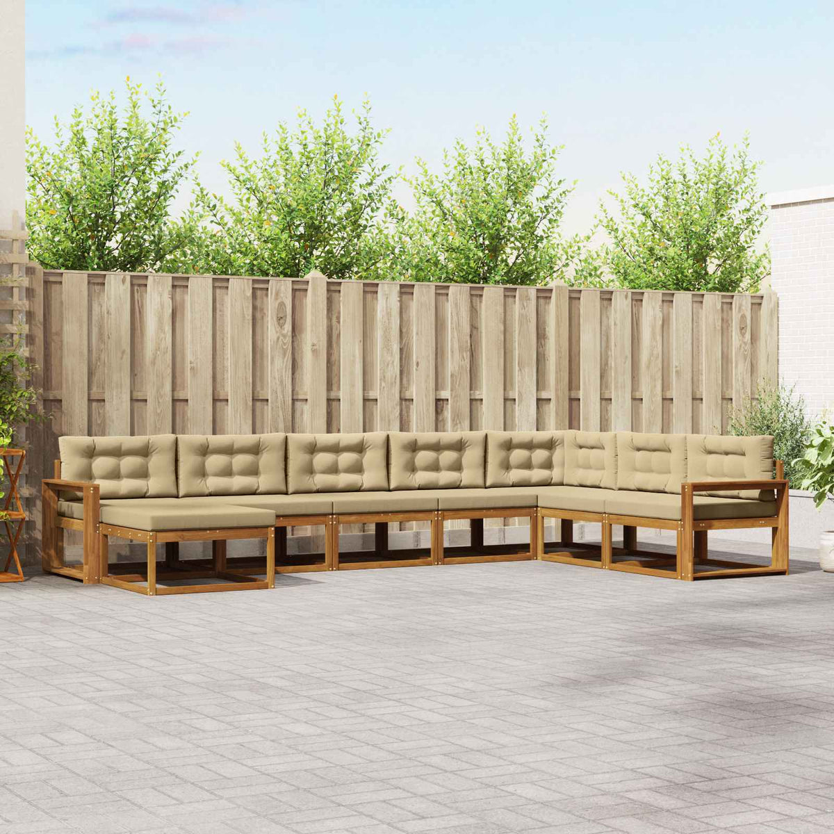 Buiten bankenset met kussen 8 pcs Natuurlijk en Beige is nu te koop bij PeponiXL, paradijselijk wonen!