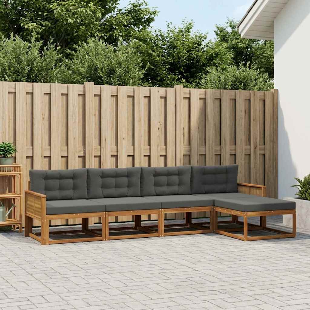 Buiten bankenset met kussen 5 pcs Natuurlijk en Antraciet is nu te koop bij PeponiXL, paradijselijk wonen!