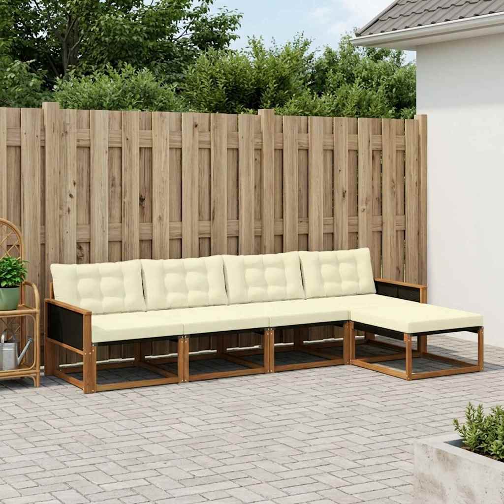 Buiten bankenset met kussen 5 pcs Natuurlijk en Crème is nu te koop bij PeponiXL, paradijselijk wonen!