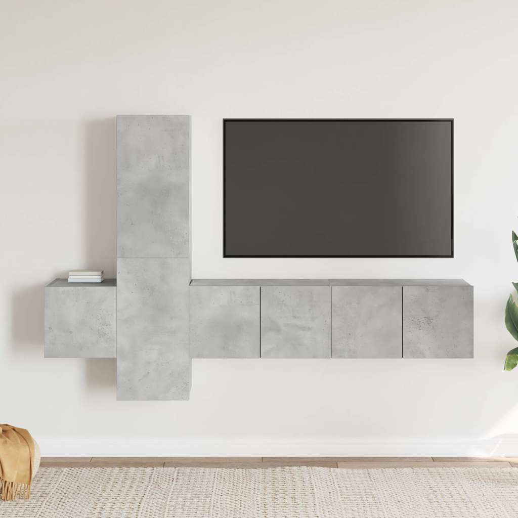 5-delige Tv-meubelset spaanplaat betongrijs is nu te koop bij PeponiXL, paradijselijk wonen!