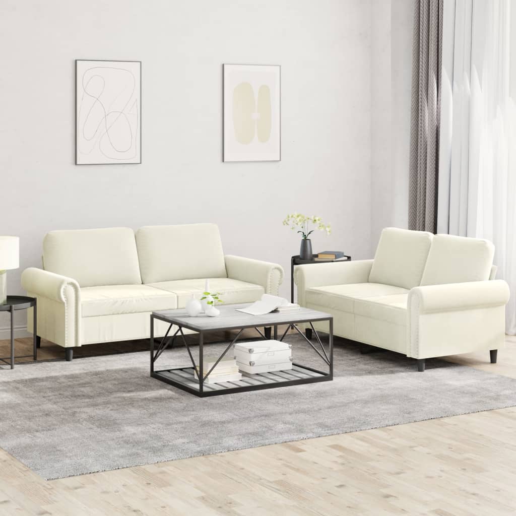 2-delige Loungeset met kussens fluweel crèmekleurig is nu te koop bij PeponiXL, paradijselijk wonen!