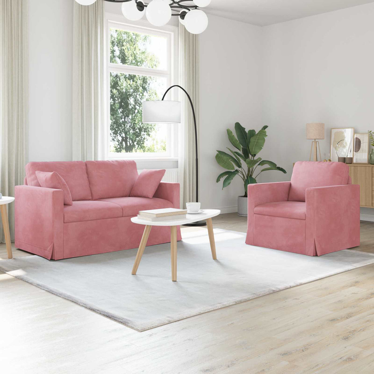 Bankstel 2 pcs Roze 138 x 78 x 80 cm Fluweel is nu te koop bij PeponiXL, paradijselijk wonen!