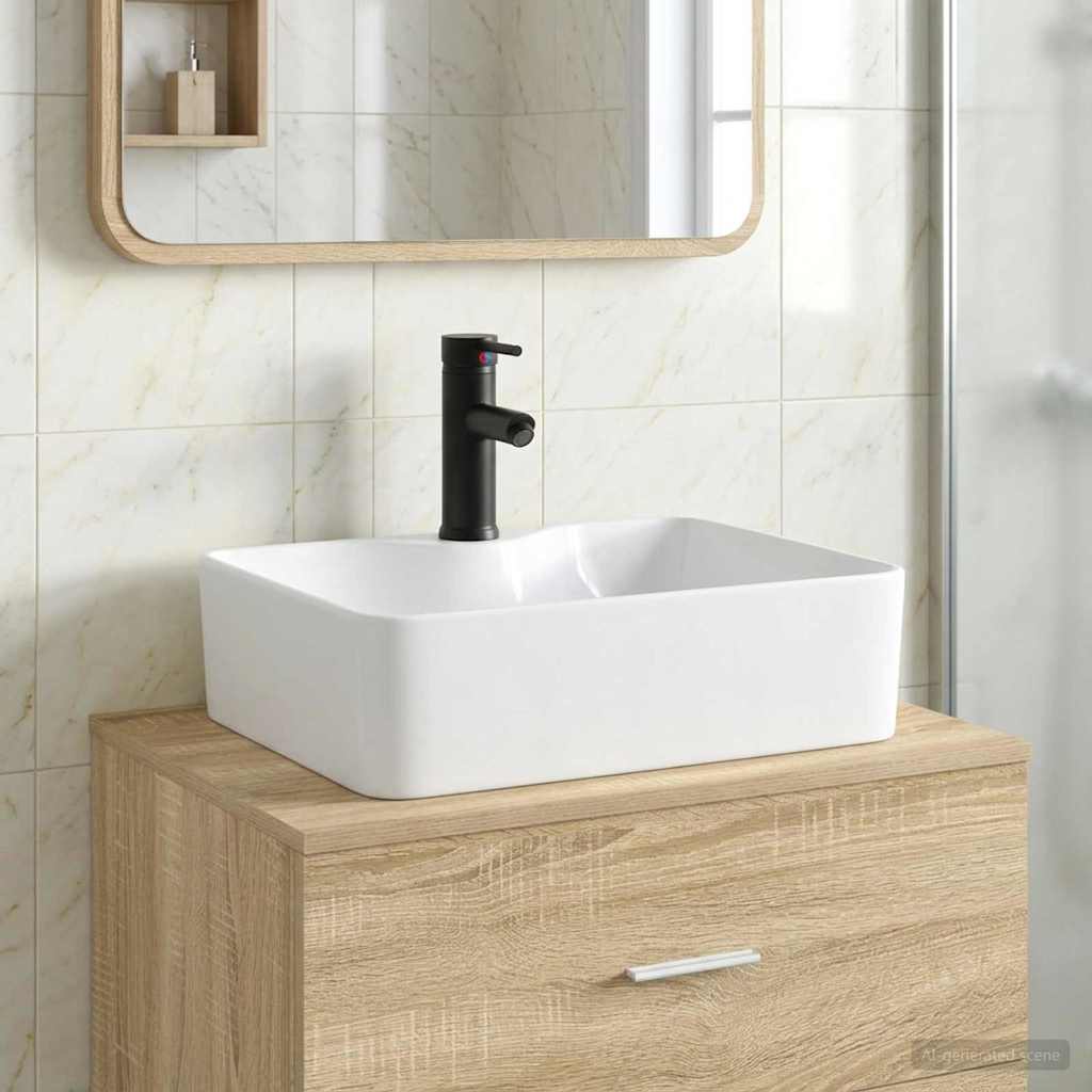 Badkamer Waskom Mat Zwart 48,5 x 37,5 x 13 cm Metaal is nu te koop bij PeponiXL, paradijselijk wonen!