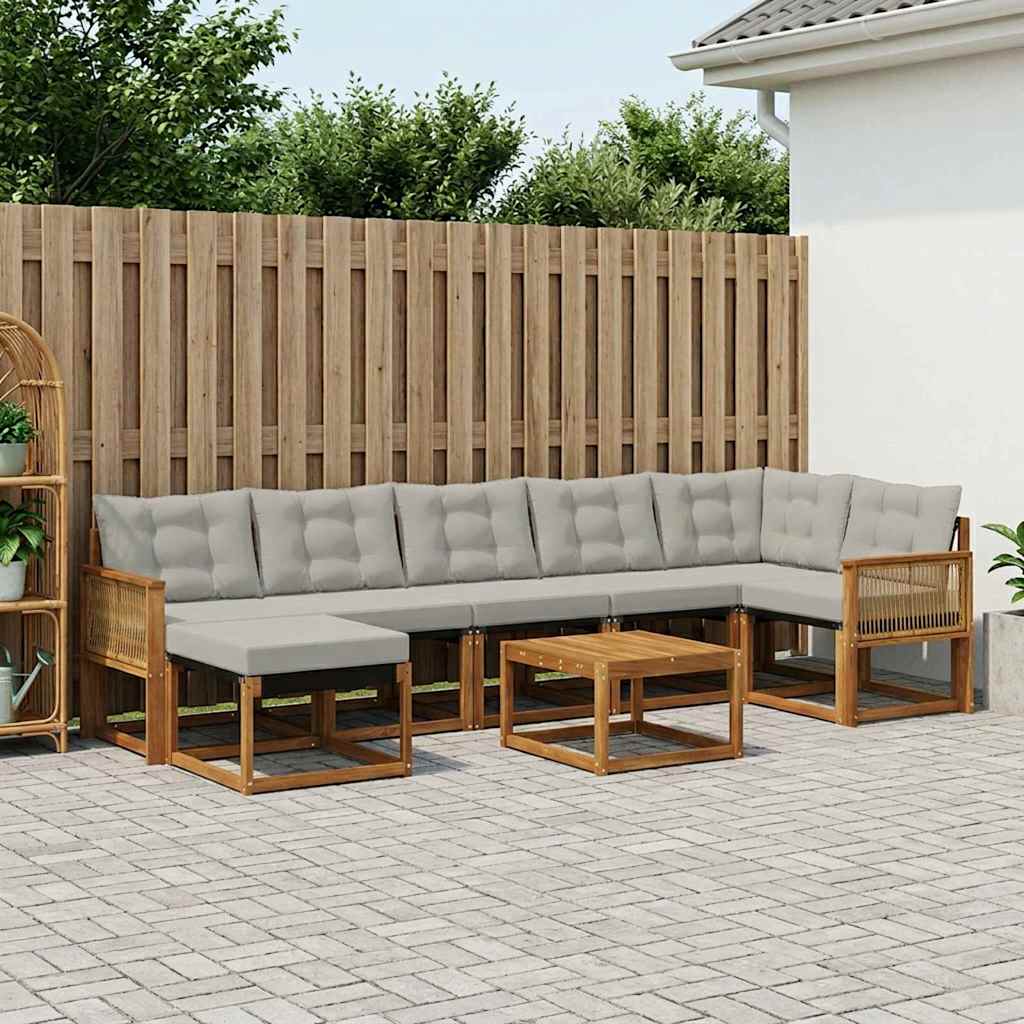 Buiten bankenset met kussen 8 pcs Naturel en lichtgrijs is nu te koop bij PeponiXL, paradijselijk wonen!