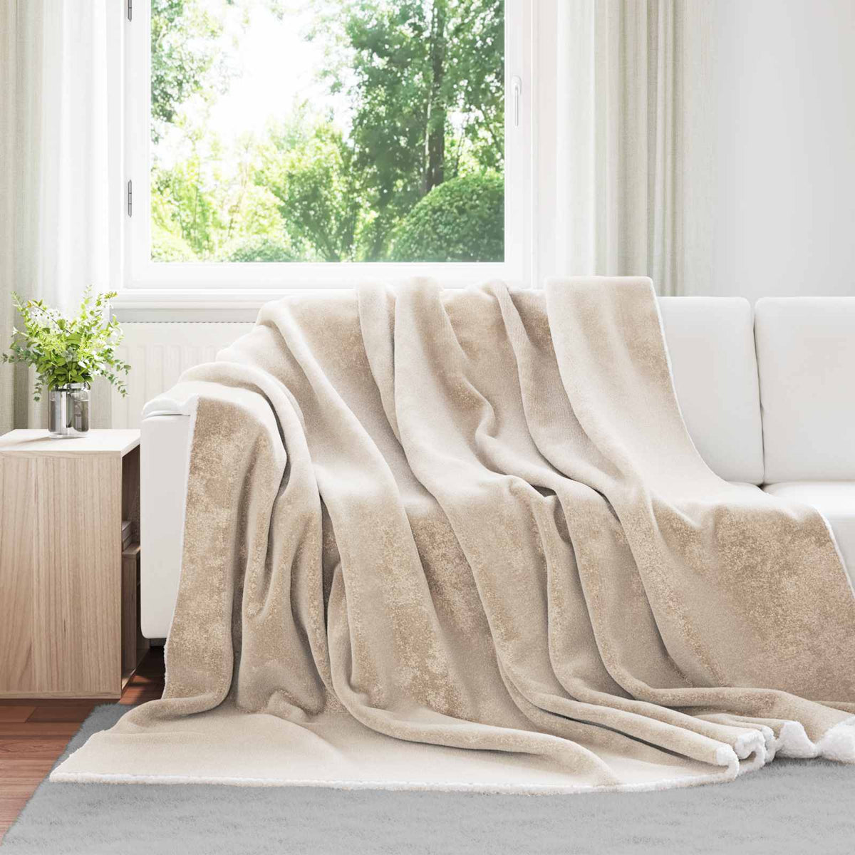 Gooi Deken Beige 240 x 270 cm Fleece is nu te koop bij PeponiXL, paradijselijk wonen!