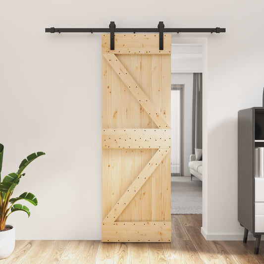 Schuifdeur Naturel en Zwart 70 x 210 cm Massief Grenenhout is nu te koop bij PeponiXL, paradijselijk wonen!