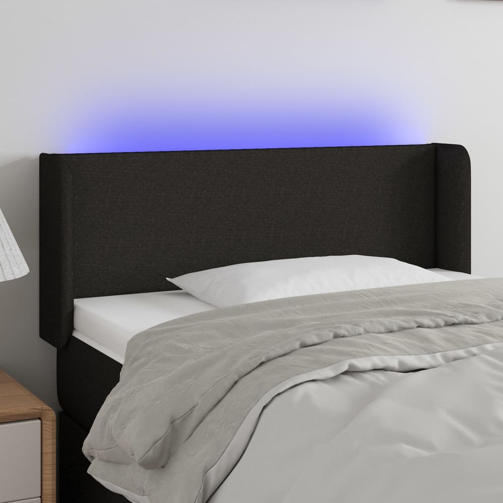 Hoofdbord LED 83x16x78/88 cm stof zwart is nu te koop bij PeponiXL, paradijselijk wonen!