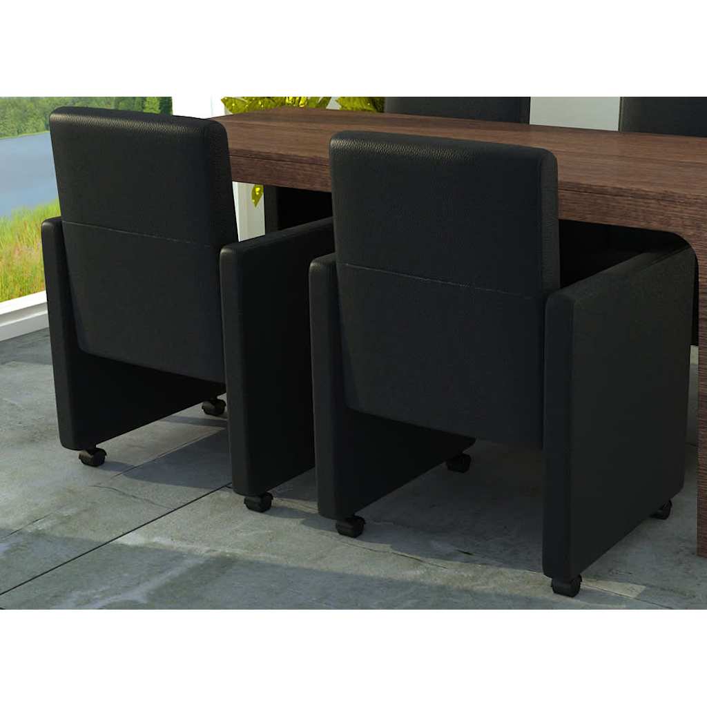 Eetkamerstoelen 2 st kunstleer zwart is nu te koop bij PeponiXL, paradijselijk wonen!