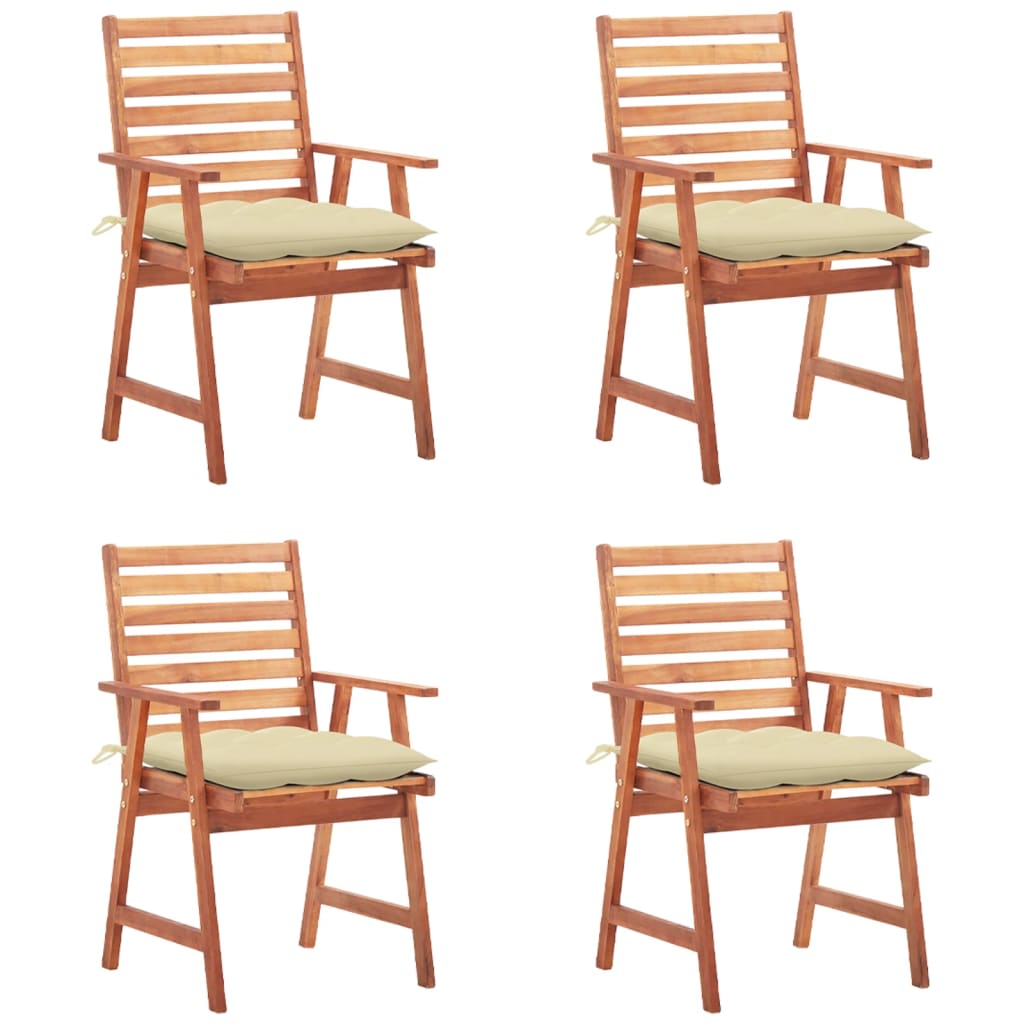 Tuinstoelen 4 st met kussens massief acaciahout is nu te koop bij PeponiXL, paradijselijk wonen!