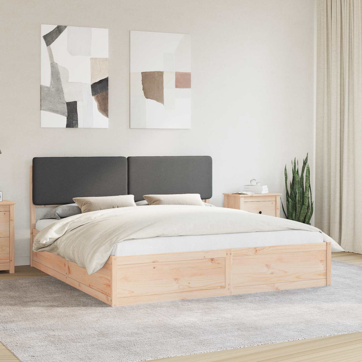 Bedframe met Gevoerd Hoofdgedeelte Donkergrijs 180 x 200 cm is nu te koop bij PeponiXL, paradijselijk wonen!