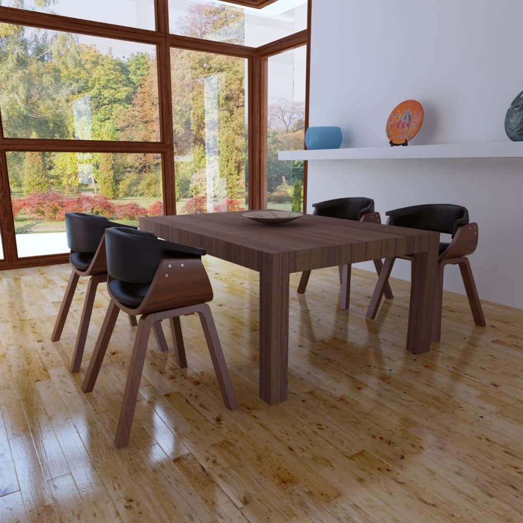 Eetkamerstoelen 4 st gebogen hout en kunstleer is nu te koop bij PeponiXL, paradijselijk wonen!