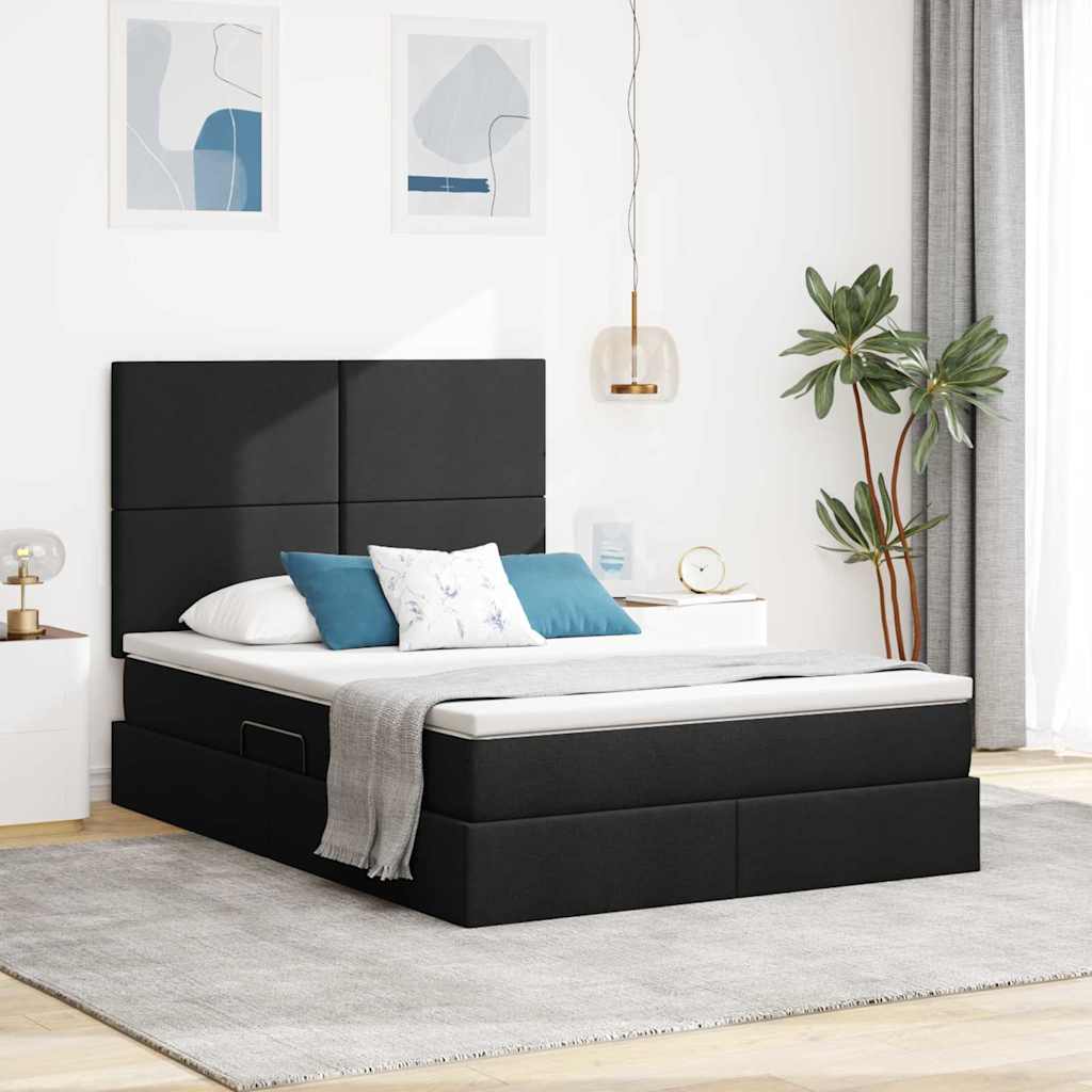 Opbergbed met LED met matras Zwart 140 x 190 cm Polyester is nu te koop bij PeponiXL, paradijselijk wonen!