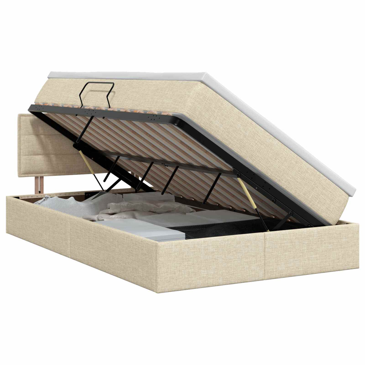 Opbergbed met matras Crèmekleurig 120 x 200 cm fluweel is nu te koop bij PeponiXL, paradijselijk wonen!