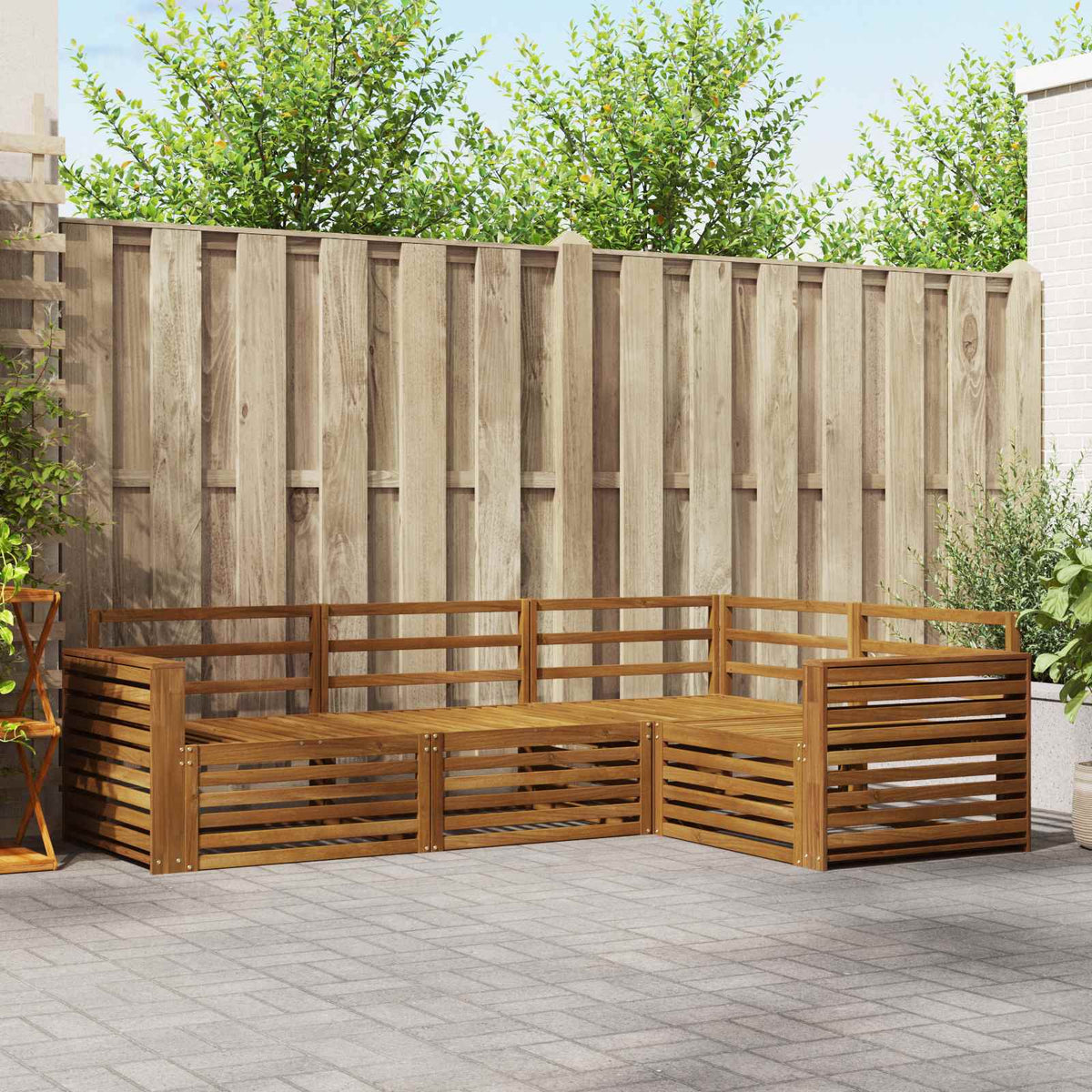 Buiten bankenset 4 pcs Naturel Massief Acaciahout is nu te koop bij PeponiXL, paradijselijk wonen!