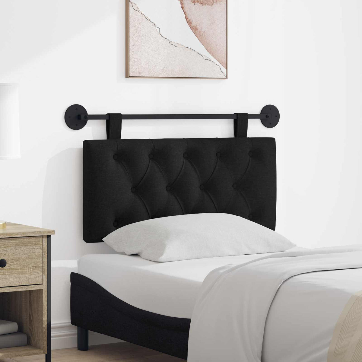 Hangend hoofdbord Zwart Stof is nu te koop bij PeponiXL, paradijselijk wonen!