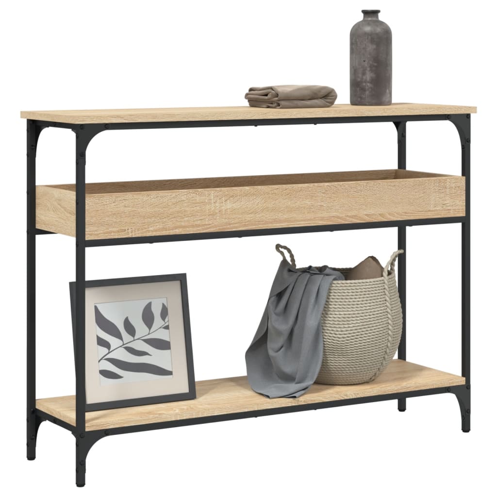 Consoletafel met plank Sonoma eiken 100x29x75cm bewerkt hout is nu te koop bij PeponiXL, paradijselijk wonen!