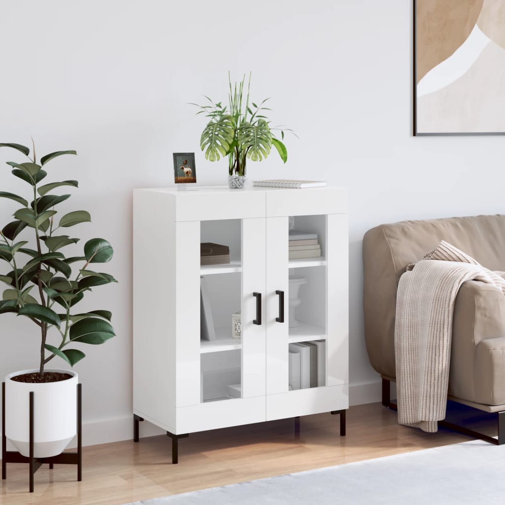 Dressoir 69,5x34x90 cm bewerkt hout hoogglans wit is nu te koop bij PeponiXL, paradijselijk wonen!