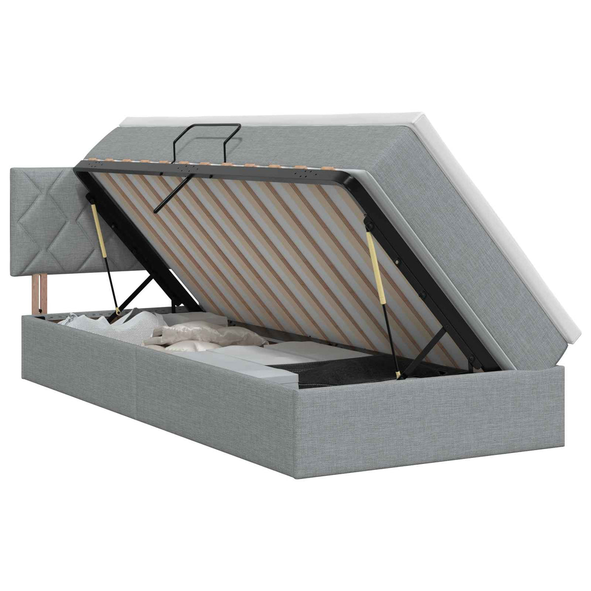 Opbergbed met matras Lichtgrijs 90 x 200 cm fluweel is nu te koop bij PeponiXL, paradijselijk wonen!