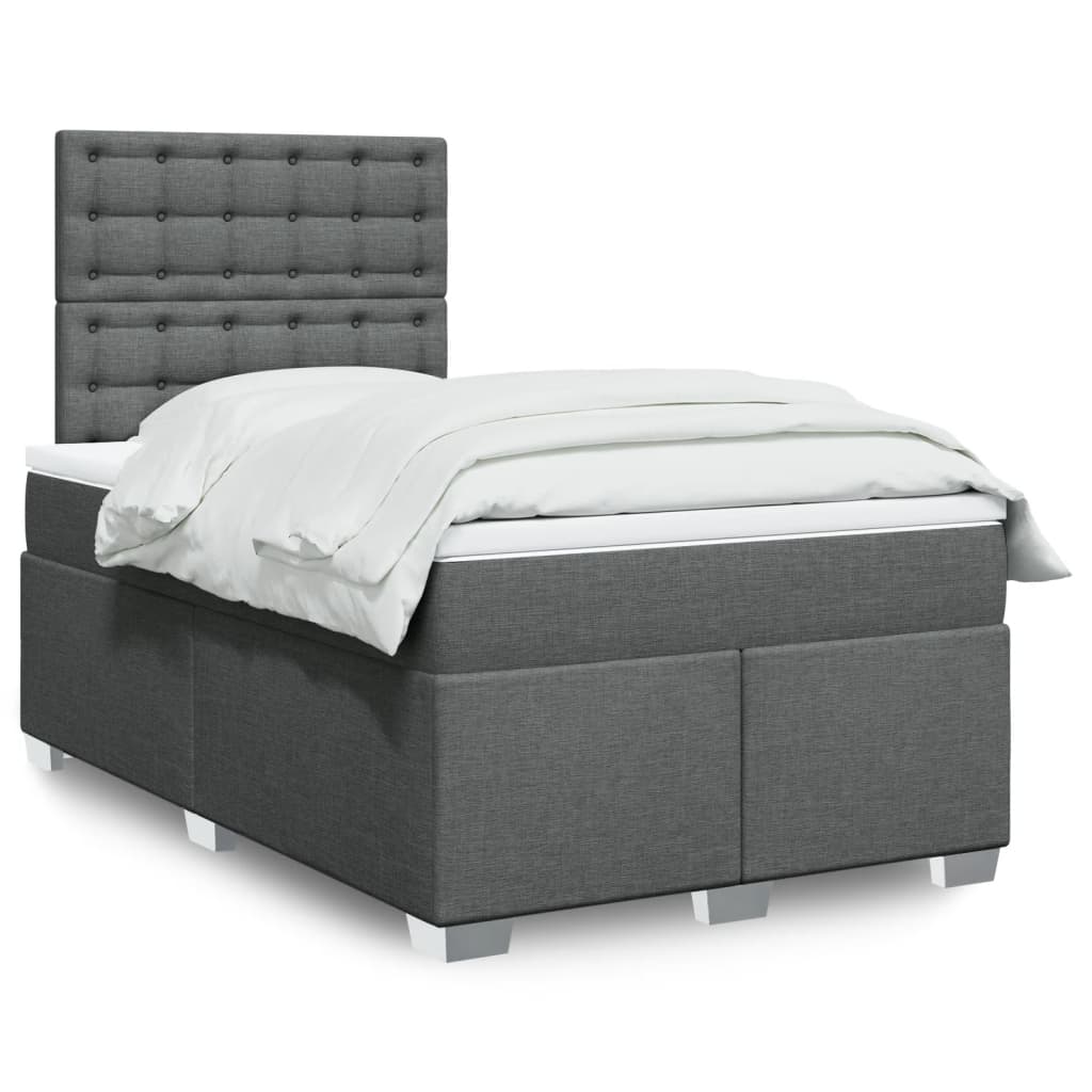 Boxspring met matras stof donkergrijs 120x190 cm is nu te koop bij PeponiXL, paradijselijk wonen!