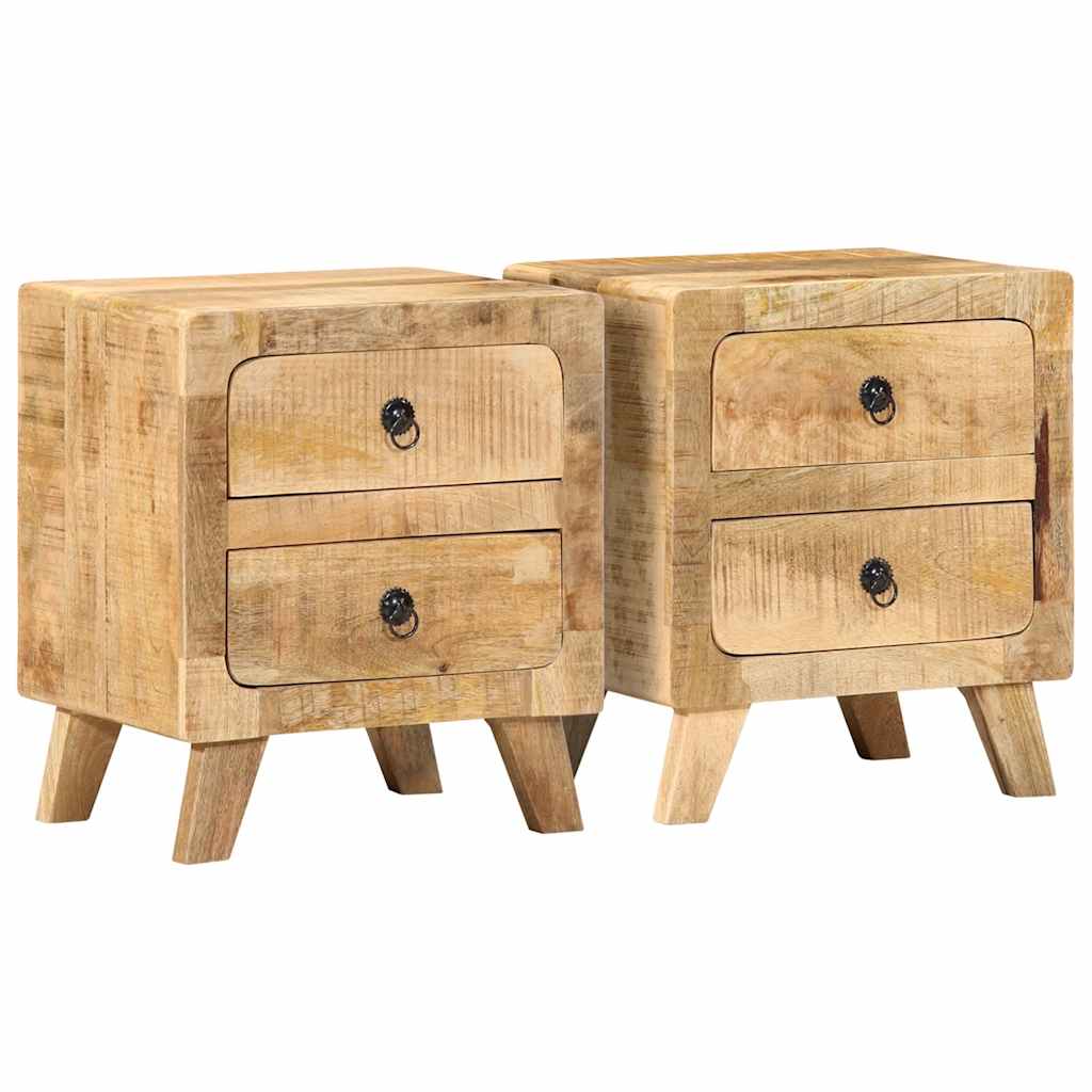 Nachtkastje 2 st 40x32x46 cm massief hout ruw mangohout is nu te koop bij PeponiXL, paradijselijk wonen!